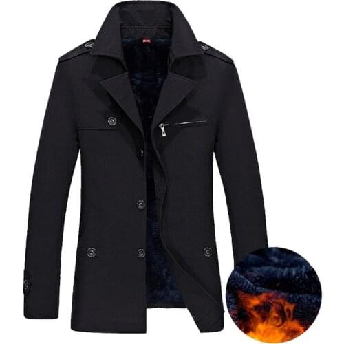 2020 Brand Business Casual Long Section Winter Jacket Men Trench Coat Fashion Windbreaker Mens Overcoat Warmth Plus Size M-5XL