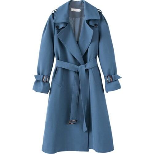 2021 New Fashion Cardigan Windbreaker Coat Female British Spring Autumn Long Trench Coat For Women Slim Belt Outerwear x882