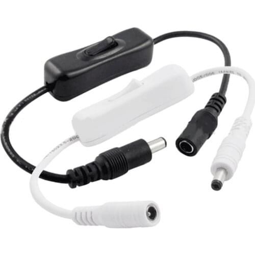 2021 Top Quality DC 12V Female Male Power Cable 5.5x2.1mm Inline 304 Switch 5V 12V 24V for LED Strip Light Lamp
