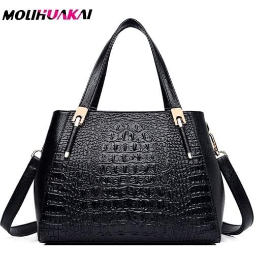 2020 Pu Leather Crocodile Pattern Crossbody Bags for Women Designer Handbags High Quality Casual Totes Lady Simple Shoulder Bag