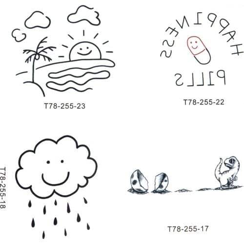 45Pcs/lot Cartoons Body Art Womens Fake Tattoo Simplicity Cute English Series Temporary Tattoos Sticker And Decals Waterproof