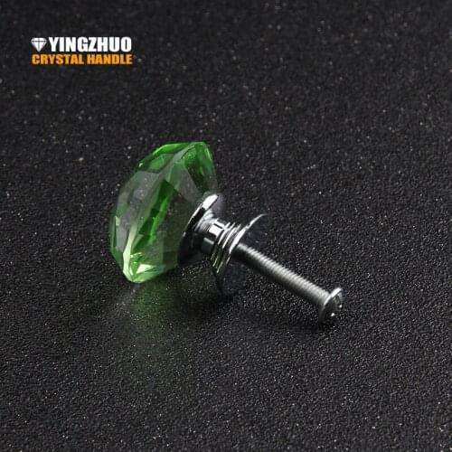 5pcs 30mm High Quality Green Transparent Crystal Glass Diamond Cabinet Knobs Drawer Closet Dresser Knob Furniture Handles