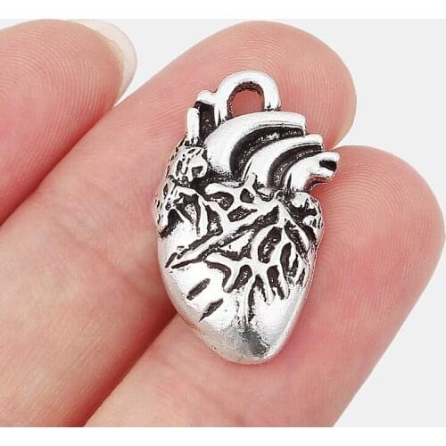 10PCS Alloy Anatomical Organ 3D Heart Charms Pendants Gothic Punk Jewelry for Men&Women Gift