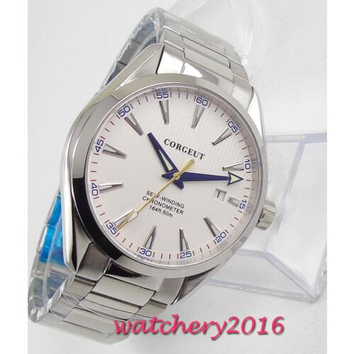 2019 NEW Arrive Luxury Fashion Men 39mm Watch Date Automatic Military White Dial Stainless Steel Band Sapphire Glass Wrist Watch