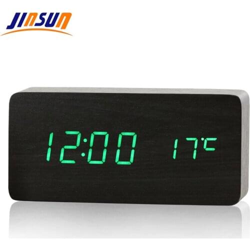 LED Alarm Clock Time/date/temperature Digital Bamboo Wood Voice Table Clocks LED Display Desktop Digital Table Clocks