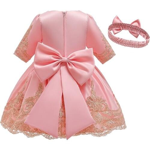 Baby Flower Wedding Party Dress Girl Childrens Costume Gown Big Bow Dresses for Girls Infant Tutu Lace Dress 9 Colors Designs