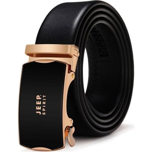 Luxury Brand Leather Belt Men Two-layer Cowskin Belt With Automatic Buckle Black Genuine Leather Belt 105cm-145cm Dropshipping