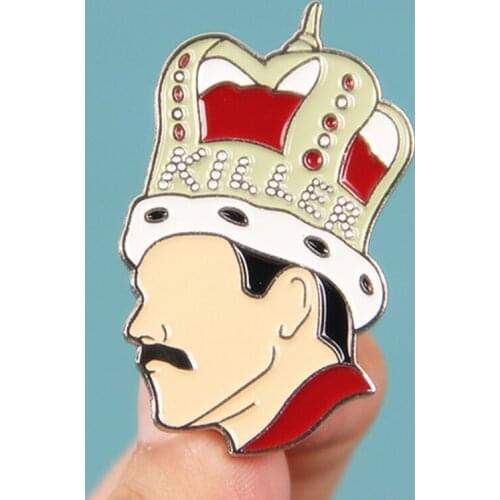 Freddie Mercury Killer Crown Cartoon Enamel Brooch Pin Backpack Jeans Jacket Lapel Pins Badges Fashion Jewelry Accessories