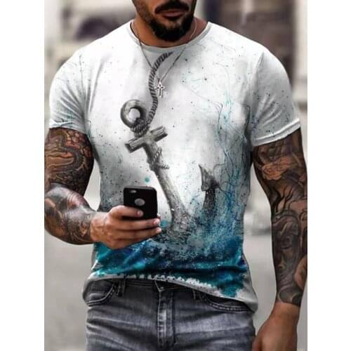 Summer 3d Harajuku Punk Casual Anchor T-shirt Fashion O-neck Short Sleeve Quick-drying Printed Mens And Womens T-shirt Top