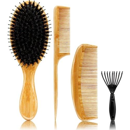 1 set Bamboo Wooden Airbag Pointed Tail Comb Cleaning Claw Anti-static Cleaning Claw Pointed Tail Comb Set Salon Tools