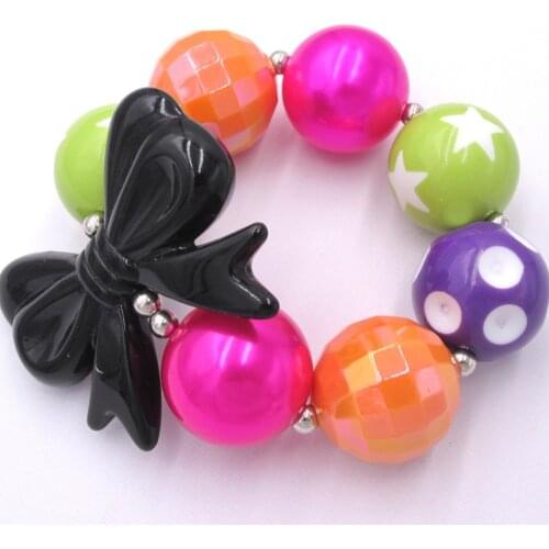 2pcs Girls Baby Birthday Present Chunky Beaded Bubblegum Bracelets Childrens Day Party Outfits Jewelry Elastic Wristband Bangle