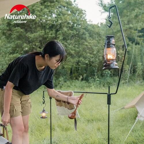 Naturehike Camping Light Pole Iron Light Stand Hook Rack Shelf Hanging Rack Picnic Cookware Rack Hanger Lantern Stand