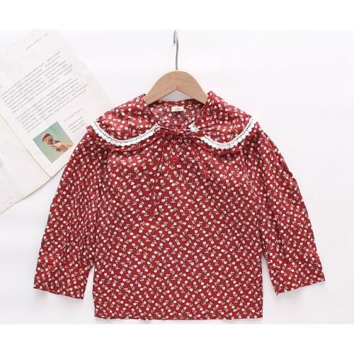 New Arrival In Fall 2021 Childrens Clothes Shirts For Girls Blouses Long-sleeved Floral Lotus Leaf Collar Kids Clothes Are Soft