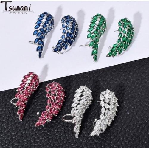 New Hot Ins Fashion Trend Style Earrings Angel Wings Zircon Stone Earrings For Women Popular Wedding Earring Jewelry Gifts