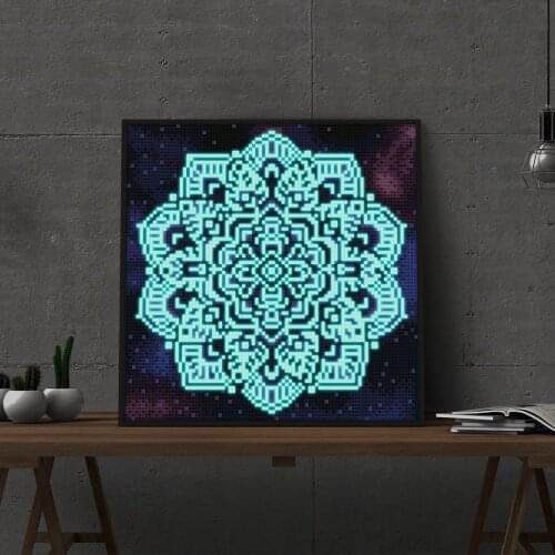 New Products LED Mandala Diamond Painting Night Light Fluorescence Diamond Embroidery Cross Stitch DIY Craft Kit Home Decoration