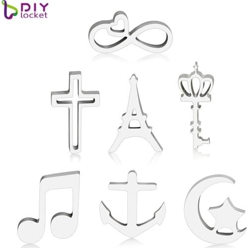 Wholesale 10pcs/lot Mix Style Mini Stainless Steel Plain Floating Charms For Glass Locket SSFC04-71