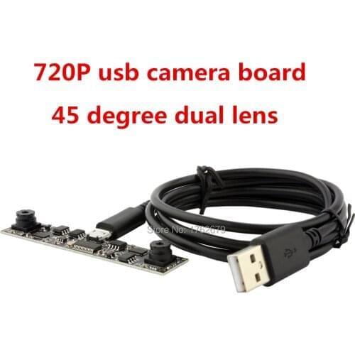 Free shipping Dual lens usb PCB board MJPEG 30fps 1280*720 CMOS OV9712 video surveillance usb webcam module for industrial