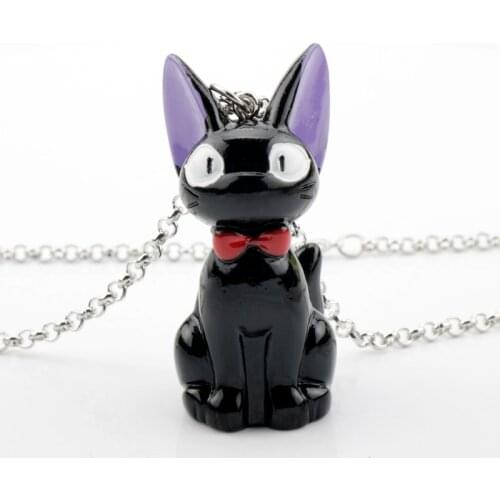 Kikis Delivery Service JiJi Cat Pendants Fashion Jewelry for Women Black Cat Enamel Metal Statement Necklace Witches Jewelry