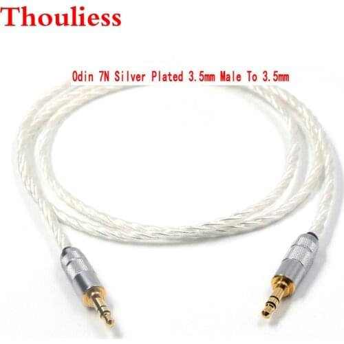 Thouliess Odin 7N Silver Plated 3.5mm Male to Male Stereo AUX Cable 3.5 Right Angle Jack to Jack Adapter for Headphone Amplifier