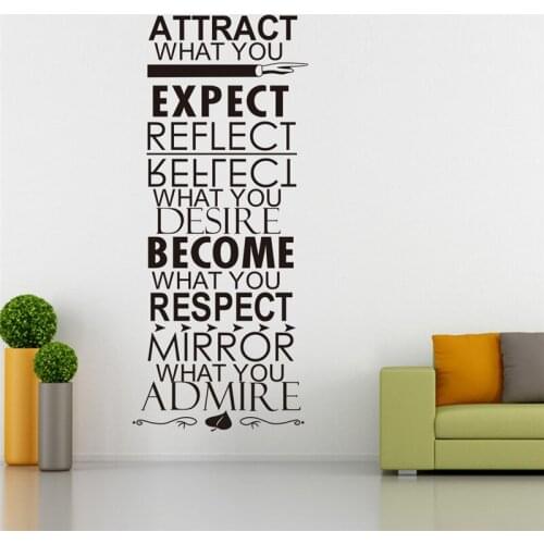 Attract What You Expect Reflect Quotes Wall Stickers For Living Room Bedroom Decoration Diy Home Decals Vinyl Mural Art