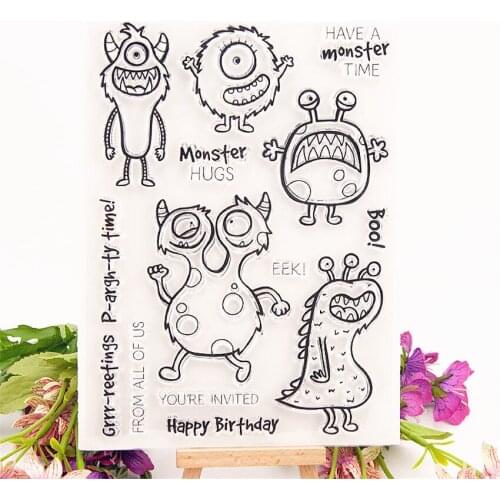 15x21cm aliens Bacteria elves Transparent Clear Stamps Silicone Seals Roller Stamp DIY scrapbooking photo album/Card Making