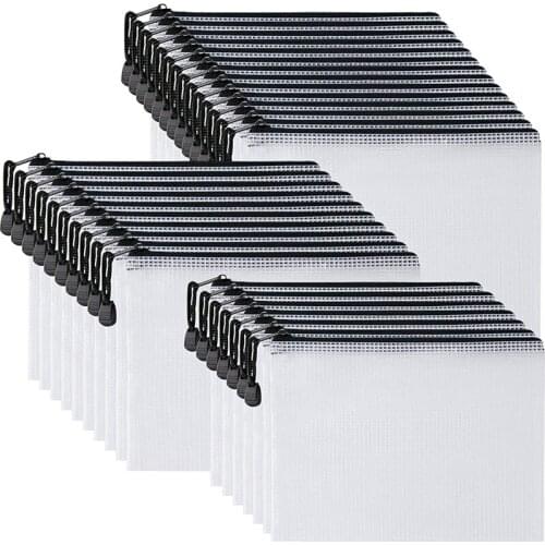 30Pcs B6 Mesh Zipper Pouch 5.3X7.7Inch,Waterproof Zip Bag for School Office Supplies, Puzzles & Games Organizing Storage