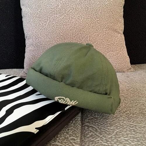 Vintage letter embroidery Breathable Beanie Hat Men Women Cotton Retro Brimless Adjustable Literary Landlord Sailor Hip Hop Hat