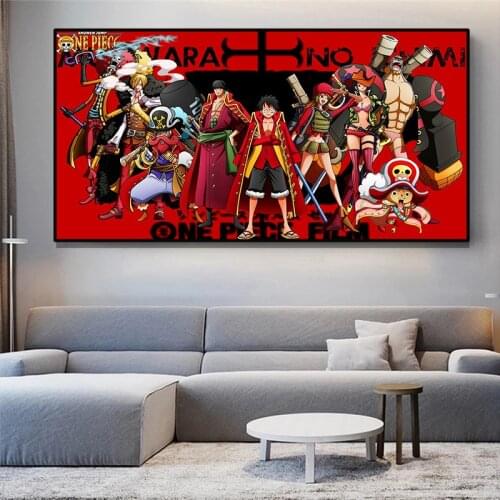 Modern Japanese anime One Piece Canvas Painting Luffy and his partner art pictures and posters for home decoration painting