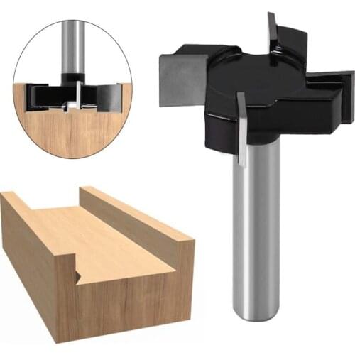 Four edge T-cutter slotting cutter black woodworking milling cutter engraving machine head large diameter slotting cutter woodwo