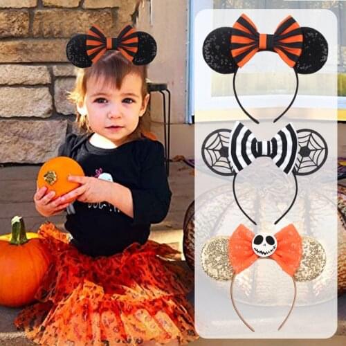 Creative Halloween Festival Sequins Mouse Ear Hair Bow Headband Women/Girl DIY Hairband For Party Headwear Hair Accessories