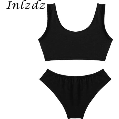 Womens Lingerie Japanese Schoolgirl Sex Cosplay Costume Erotic Sexy Suit Deep U Neck Vest Crop Top with Mini Briefs Underwear