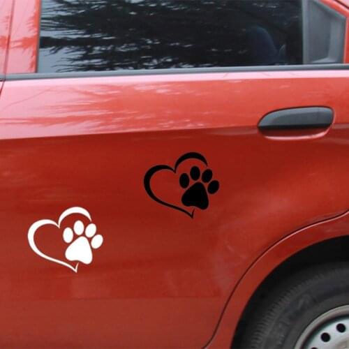 Hot 1/3/5pcs Reflective Car Dog Stickers Decals Heart Paw Automotive Exterior Products Black Red White Car Accessories Exterior