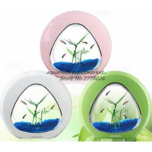 1 piece plastic ecological creativity desktop cylinder ecology fish tank integration filter mini fish tank pink green white