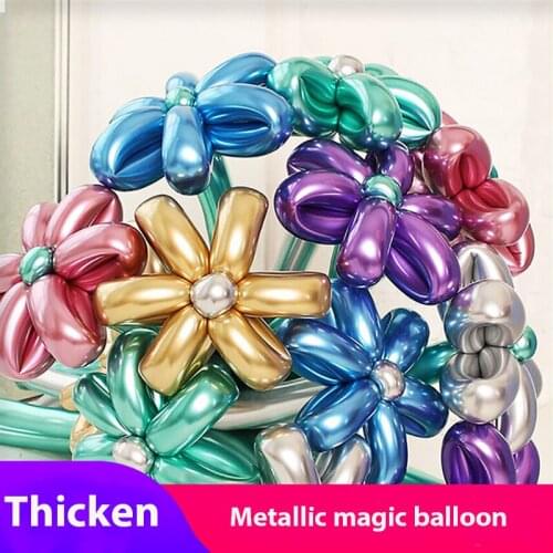 10pcs New Strip Metal Latex Balloons Chrome Gold Silver Long Shape Magical Balloon Toys Childs Birthday Festival Party Decor