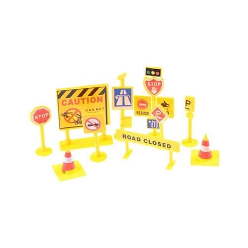 10pcs/pack Road Signs Toys Traffic Signage Model Engineering Road Signs DIY Mini Signpost Traffic Scene Educational Toys