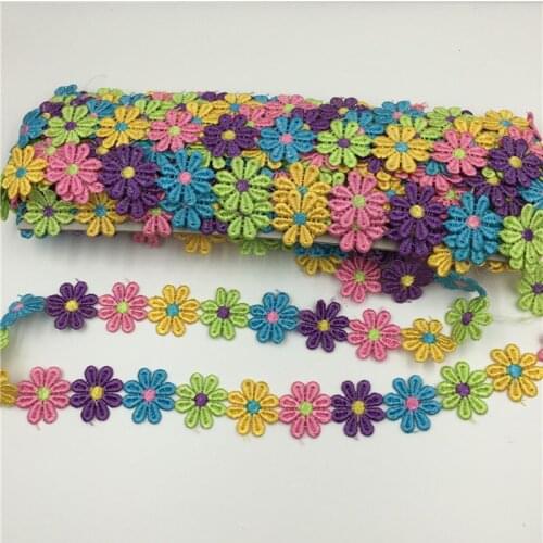 15Yards 2.6cm Polyester Embroidered Flower Lace Trim Wedding DIY Lace Ribbon Handmade Sewing Accessories Supplies Crafts
