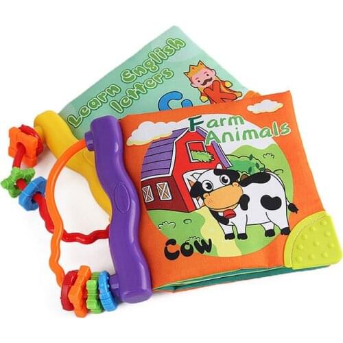 17CM Infant Soft Cloth Book Intelligence Non-Toxic Rustle Sound Teethers Washable Animal Development Crib Bed Baby Drawing Toys
