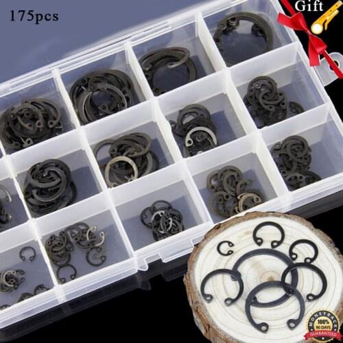 175pcs Metric Internal Snap Ring Assortment Kit Black Alloy Steel Internal Circlip Retaining Ring Snap CType Ring Circlip Sets