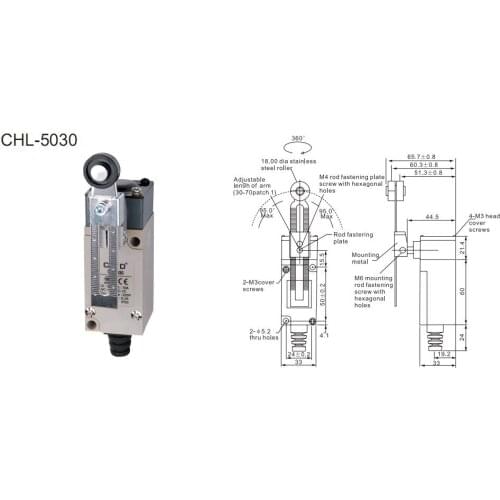 4Pcs/Lot Top Quality Original CNTD CHL-5030 Adjustable Arm Limit Switch/Micro Switch , Metallic bottom shell