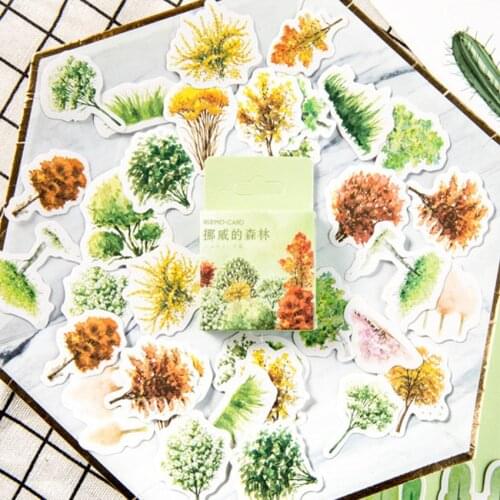 46pcs/box Lovely The Norway Forest Diary Handmade Paper Label Sealing DIY Decorative Stickers Stationery