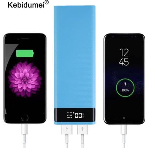 5V/3A Micro Type C Dual USB Ports DIY Powerbank Case 10x18650 Battery LED Digital Display Power Bank Kit External Charge Box