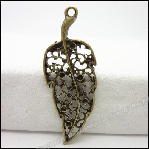 60pcs Vintage Charms Leaf Pendant Antique bronze Fit Bracelets Necklace DIY Metal Jewelry Making