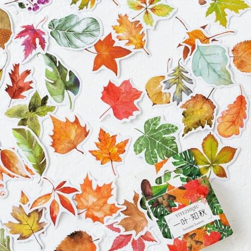 8 Style Choose 50 pcs /Pack Colorful Leaves Flowers Plants Paper Stickers DIY Decorative Sealing Paste Stick Label Kids Gift