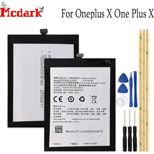 BLP607 battery For Oneplus X One Plus X Battery Replacement High Quality Large Capacity 2450mAh Back Up Bateria+tools
