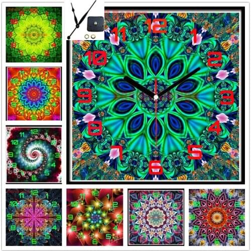 Diamond painting 5d with clock flower rhinestone picture diamond embroidery full set with clock diamond mosaic sale wall sticker
