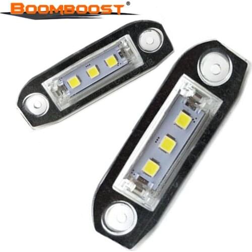 Car-Styling 6000K 12v Automotive 2pcs White LED License Lamp Assembly License plate light for Volvo S40 S60 S80 XC70 XC60