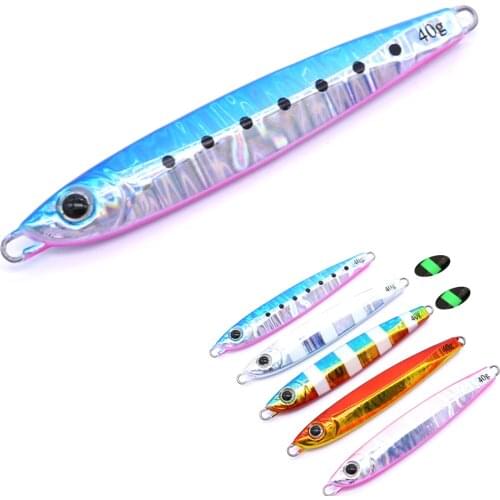 CASTFUN Slow Jig GUN 2 Casting Jig 10g 20g 30g 40g 60g 1pc Artificial Bait Fishing Jigging Metal Jig Fishing Lure Glow