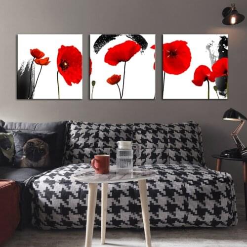 Black and Red Poppies Flower Canvas Wall Art Painting Canvas Print for Home Decor Bedroom Living Room Drop shipping