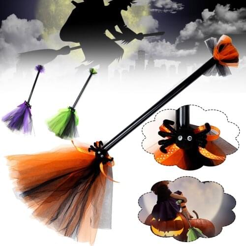 Witch Broom Halloween Decoration Witch Flying Broomstick Party Dance Costume Props Dress Up For Children Costume Accessories