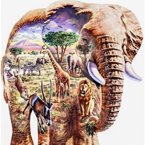 DIY Full round Drill 5D Diamond Painting "elephant" handmade Embroidery arts Cross Stitch Mosaic Home Decoration X